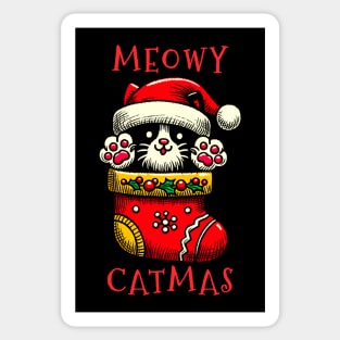 Meowy Catmas: Festive Christmas Cat Lovers Shirt Sticker